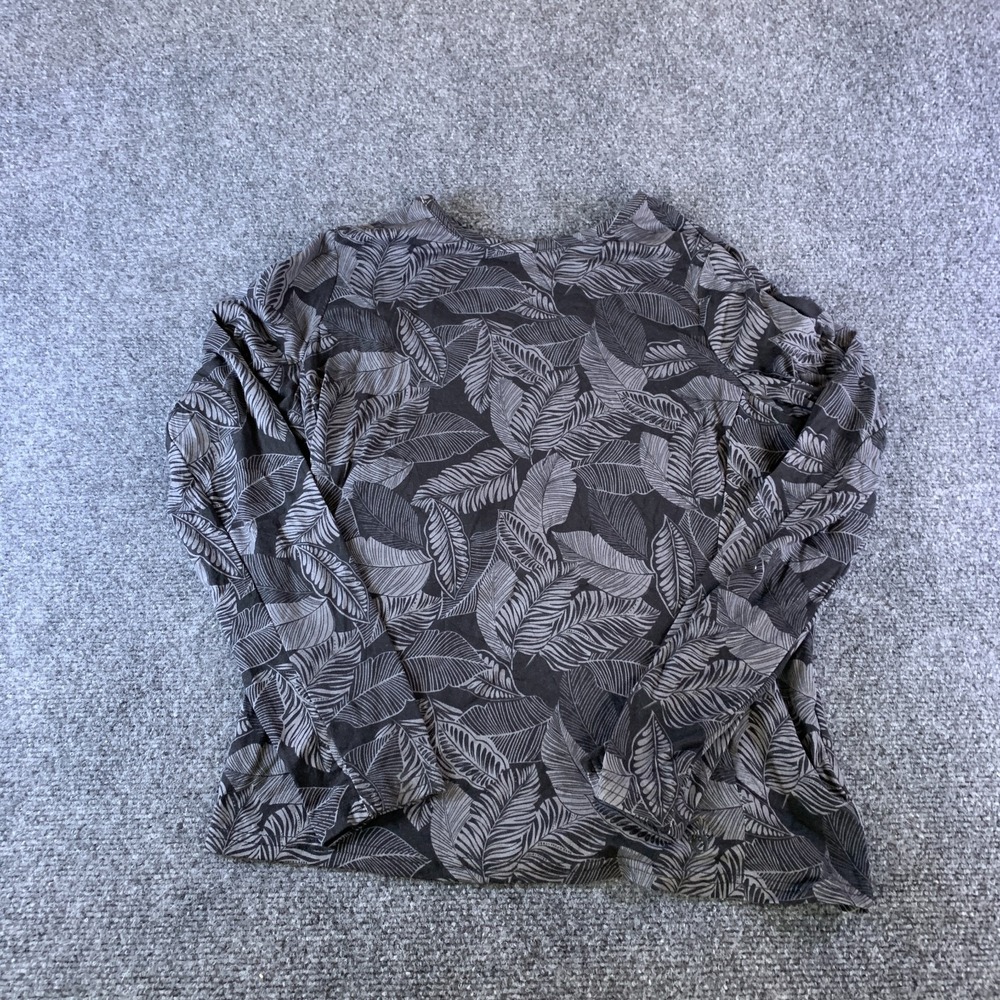Hang Ten Shirt Womens Small Black Tropical Leaves Stretch UPF 50+ Sun Protection